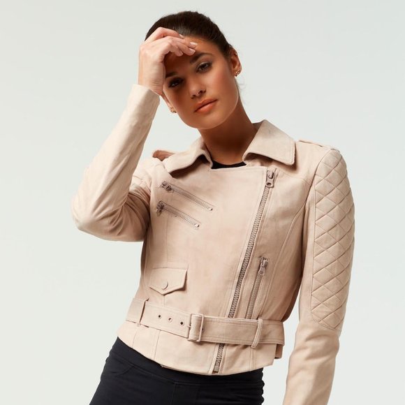 BLANC NOIR Social Suede Jacket Morganite Nude - Picture 1 of 12